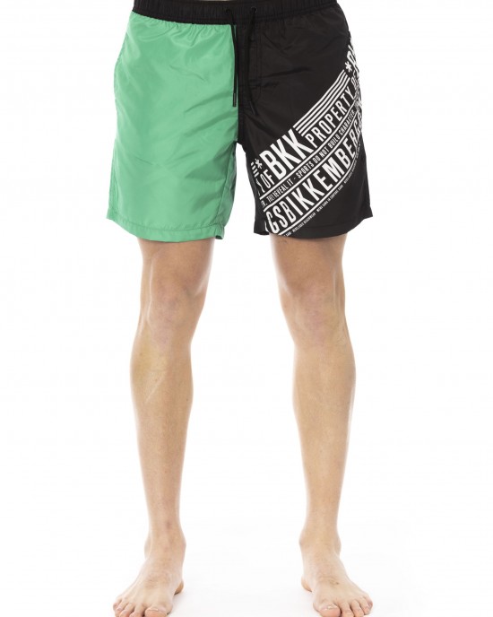 Swim Shorts With Side Print. Side Pockets And One On The Back. Elastic Waistband With Drawstring.