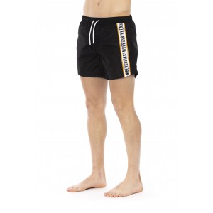Swim Shorts With Tape. Two Side Pockets And One On The Back. Elastic Waistband With Drawstring.