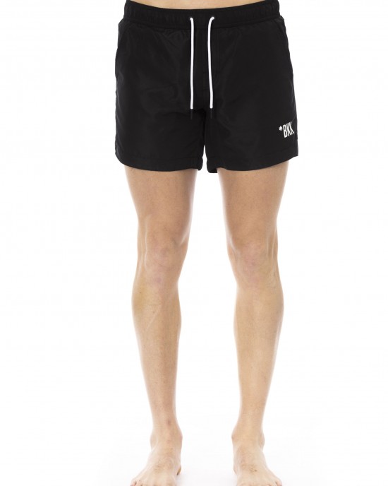 Swim Shorts With Branded Band. Elastic Waistband With Drawstring.