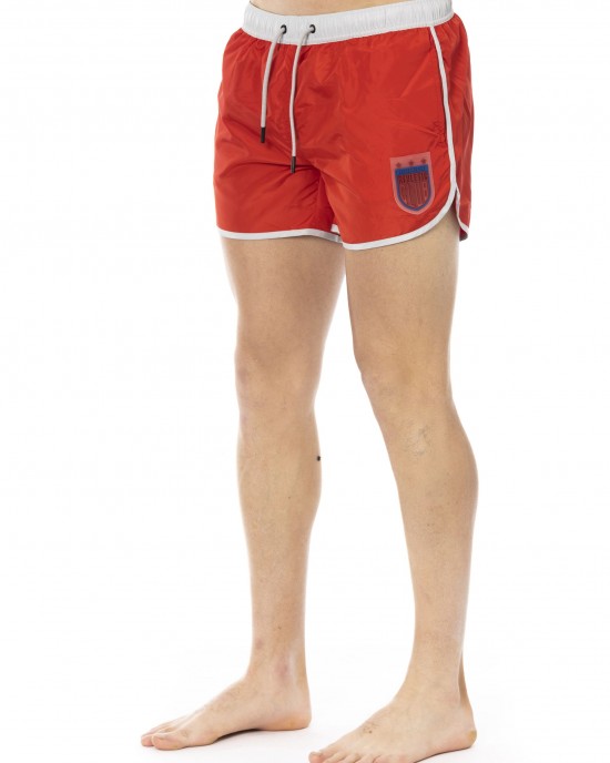 Swim Shorts With Front Print. Side Pockets And One Back. Elastic Waistband With Drawstring.