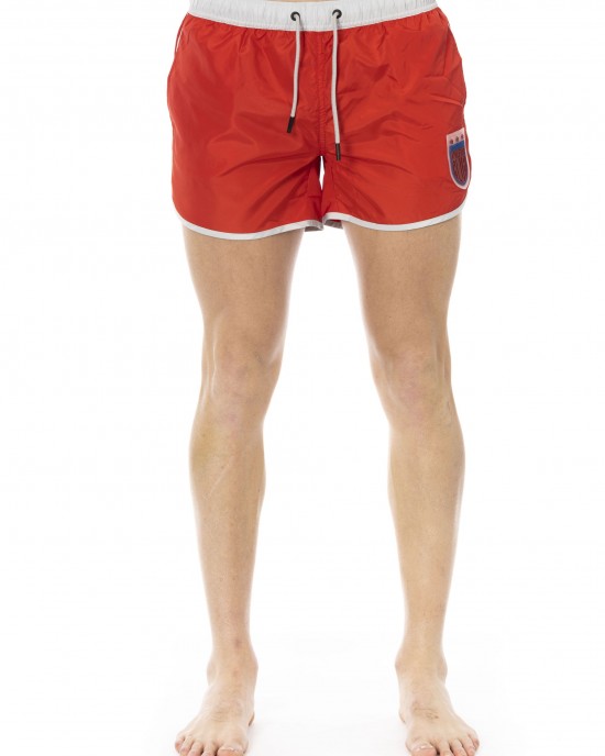 Swim Shorts With Front Print. Side Pockets And One Back. Elastic Waistband With Drawstring.