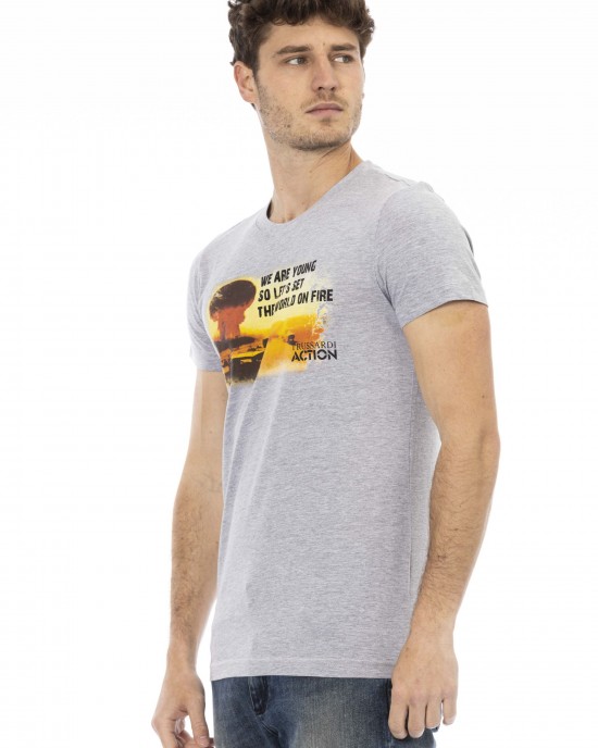 Short Sleeve T-shirt With Round Neck. Front Print.