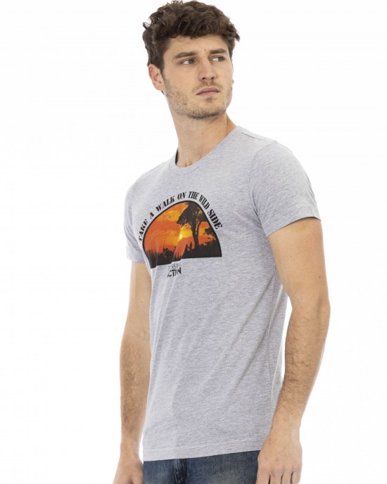 Short Sleeve T-shirt With Round Neck. Front Print.