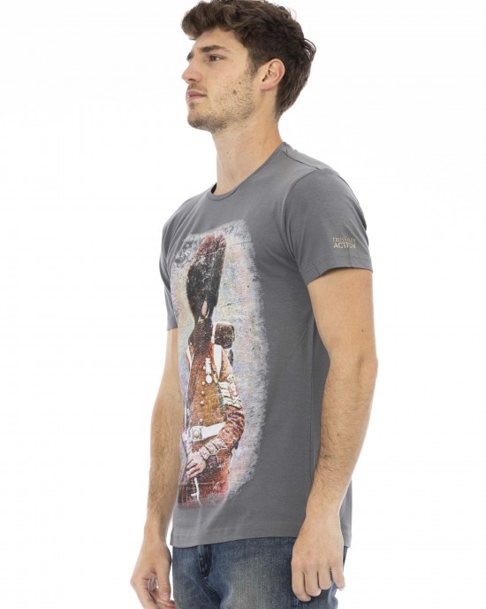 Short Sleeve T-shirt With Round Neck. Front Print.