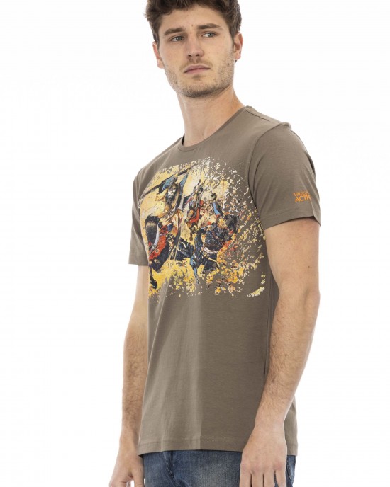 Short Sleeve T-shirt With Round Neck. Front Print.