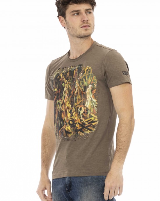 Short Sleeve T-shirt With Round Neck. Front Print.