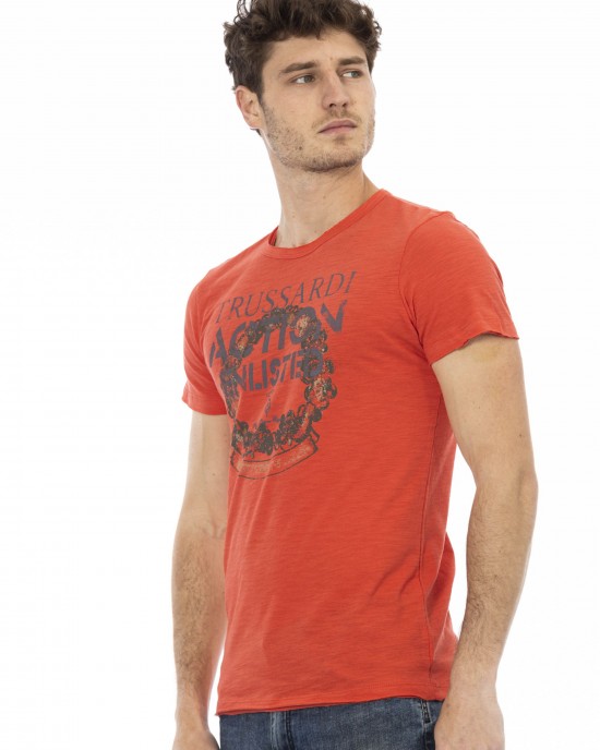 Short Sleeve T-shirt With Round Neck. Front Print.