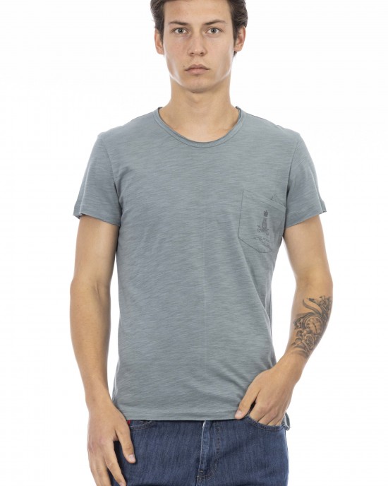 Short Sleeve T-shirt With Round Neck. Chest Pocket With Print.