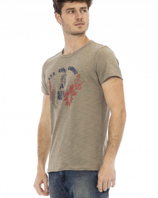 Short Sleeve T-shirt With Round Neck. Front Print.