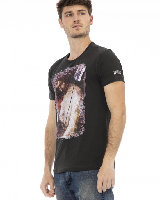 Short Sleeve T-shirt With Round Neck. Front Print.