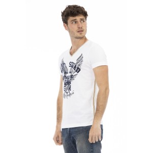 Short Sleeve T-shirt With V-neck. Front Print.