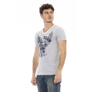 Short Sleeve T-shirt With V-neck. Front Print.