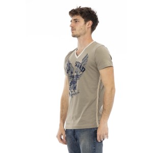 Short Sleeve T-shirt With V-neck. Front Print.