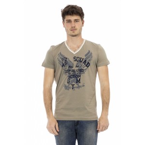 Short Sleeve T-shirt With V-neck. Front Print.