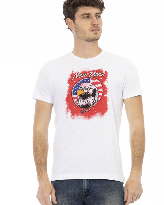 Short Sleeve T-shirt With Round Neck. Front Print.