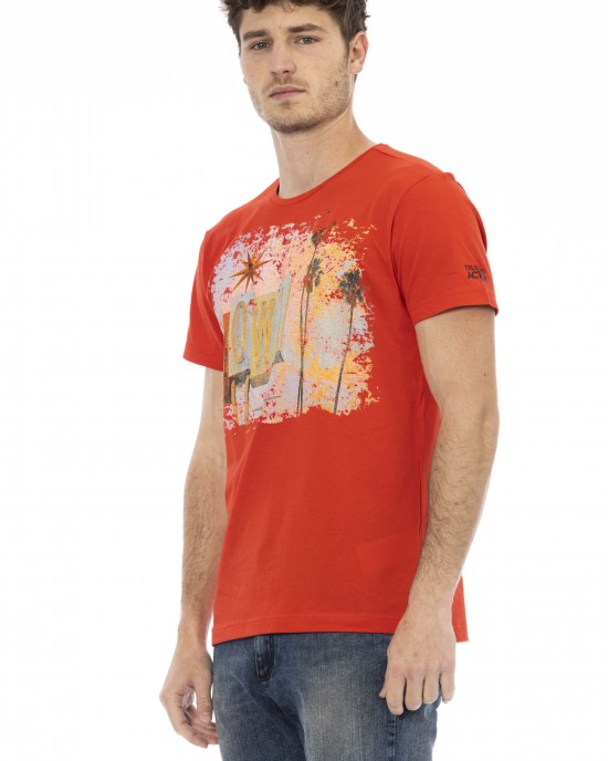 Short Sleeve T-shirt With Round Neck. Front Print.