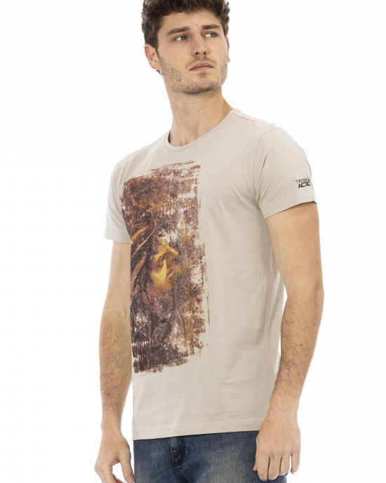 Short Sleeve T-shirt With Round Neck. Front Print.