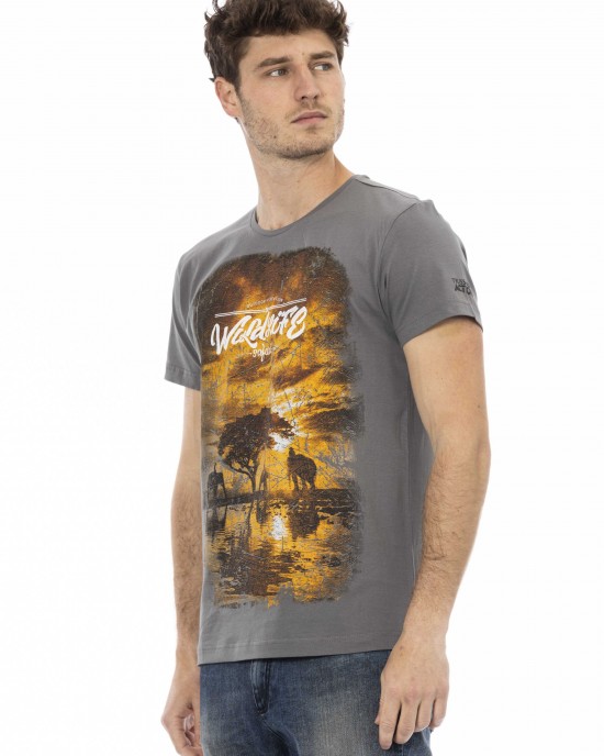 Short Sleeve T-shirt With Round Neck. Front Print.