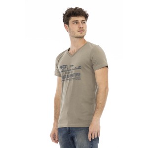 Short Sleeve T-shirt With V-neck. Front Print.