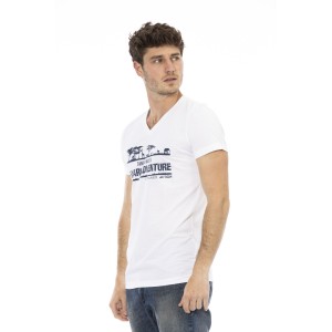 Short Sleeve T-shirt With V-neck. Front Print.