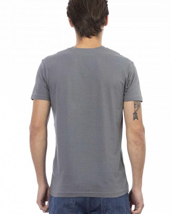 Short Sleeve T-shirt With V-neck. Front Print.