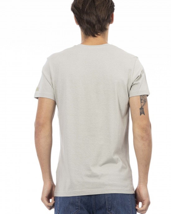 Short Sleeve T-shirt With V-neck. Front Print.