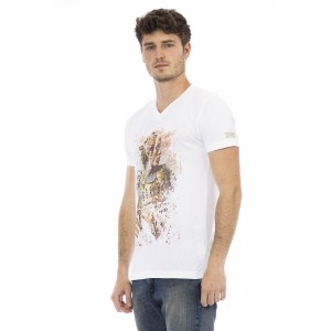 Short Sleeve T-shirt With V-neck. Front Print.