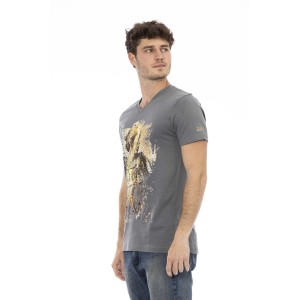 Short Sleeve T-shirt With V-neck. Front Print.