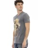 Short Sleeve T-shirt With V-neck. Front Print.