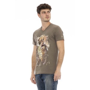 Short Sleeve T-shirt With V-neck. Front Print.