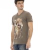 Short Sleeve T-shirt With V-neck. Front Print.