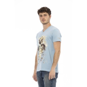 Short Sleeve T-shirt With V-neck. Front Print.