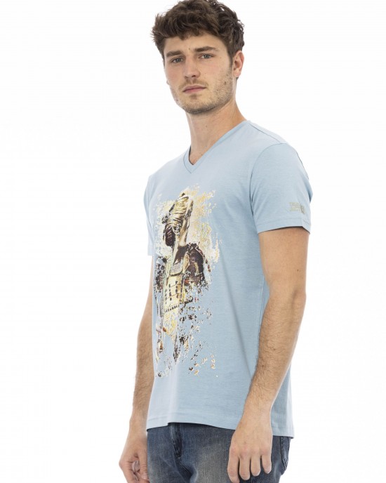 Short Sleeve T-shirt With V-neck. Front Print.