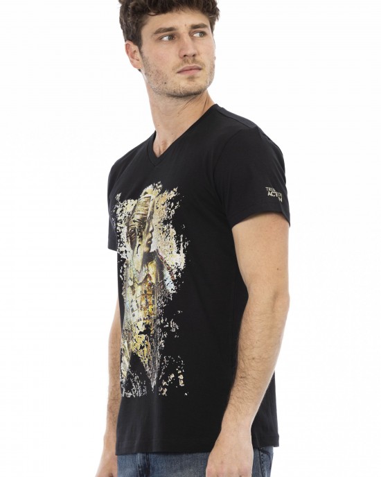 Short Sleeve T-shirt With V-neck. Front Print.