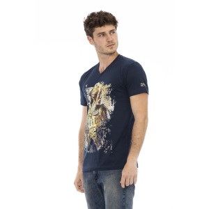 Short Sleeve T-shirt With V-neck. Front Print.