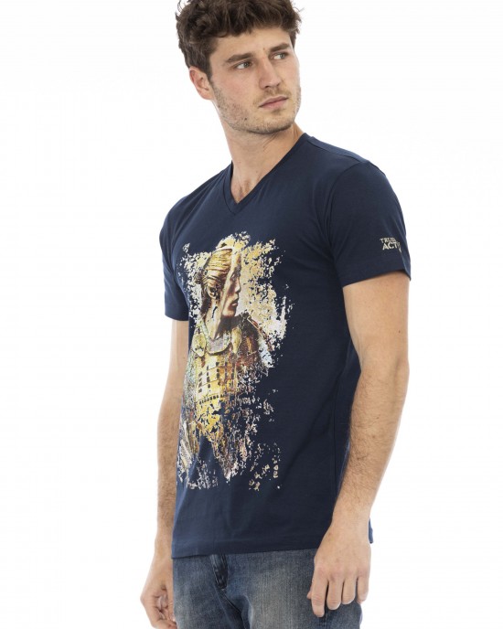 Short Sleeve T-shirt With V-neck. Front Print.