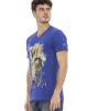 Short Sleeve T-shirt With V-neck. Front Print.