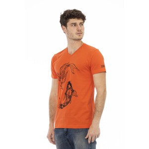 Short Sleeve T-shirt With V-neck. Front Print.