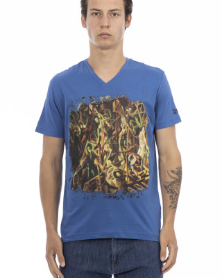 Short Sleeve T-shirt With V-neck. Front Print.