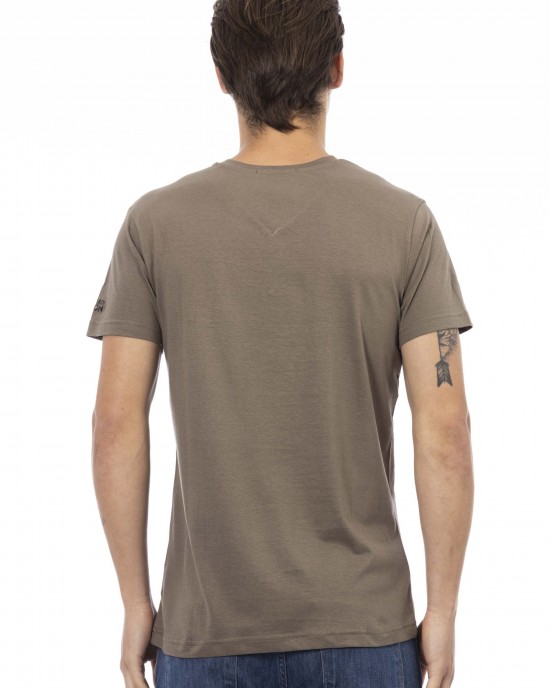 Short Sleeve T-shirt With V-neck. Front Print.