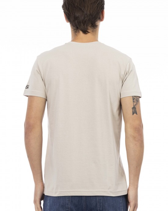 Short Sleeve T-shirt With V-neck. Front Print.