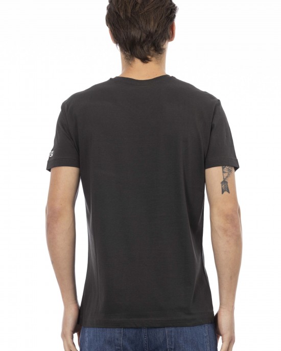 Short Sleeve T-shirt With V-neck. Front Print.