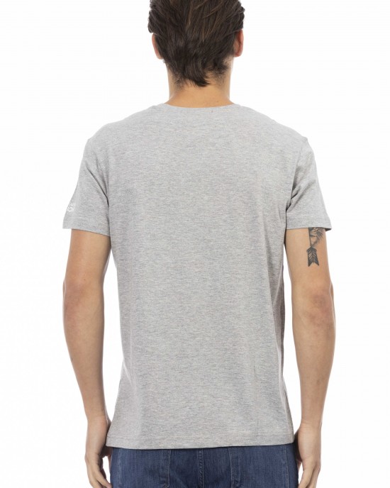 Short Sleeve T-shirt With V-neck. Front Print.