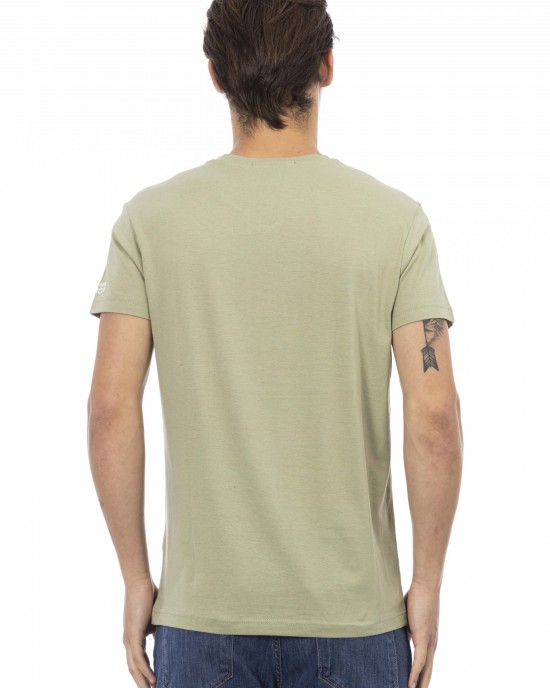 Short Sleeve T-shirt With V-neck. Front Print.