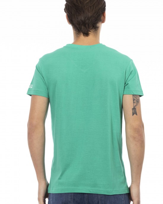 Short Sleeve T-shirt With V-neck. Front Print.