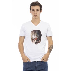 Short Sleeve T-shirt With V-neck. Front Print.