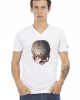 Short Sleeve T-shirt With V-neck. Front Print.