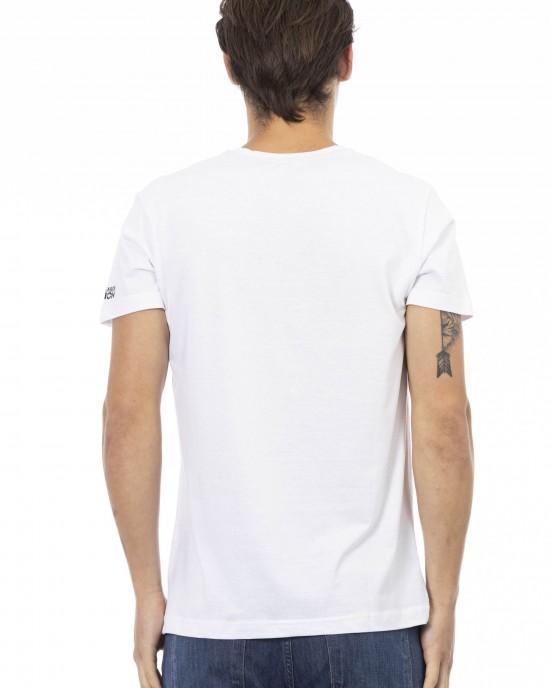 Short Sleeve T-shirt With V-neck. Front Print.