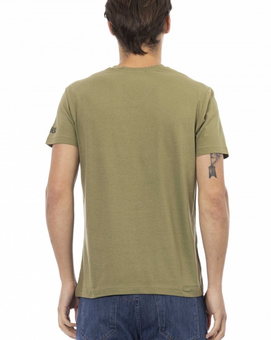 Short Sleeve T-shirt With V-neck. Front Print.