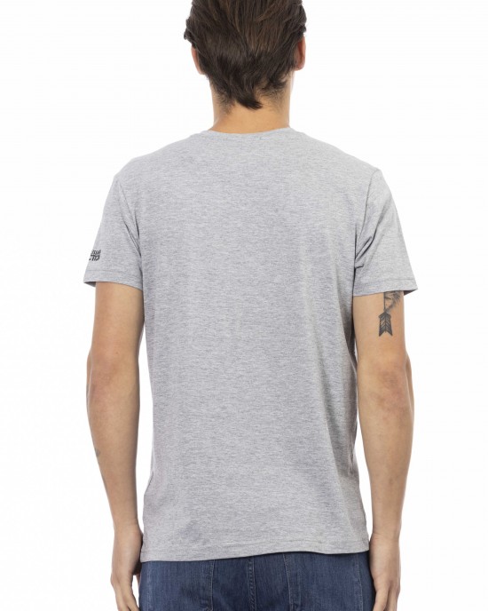 Short Sleeve T-shirt With V-neck. Front Print.